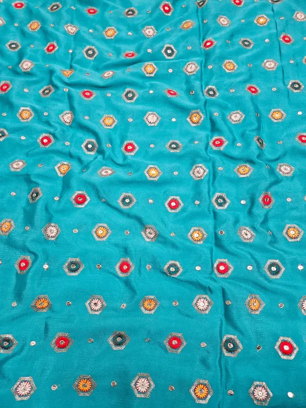 Sea_Green_Butti_Embroidery_On_Chinon_Fabric