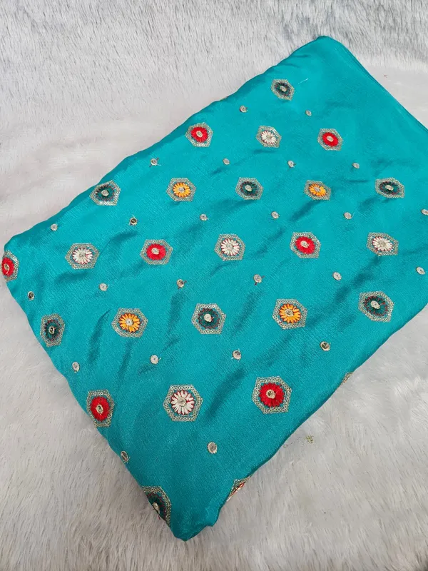 Sea_Green_Butti_Embroidery_On_Chinon_Fabric