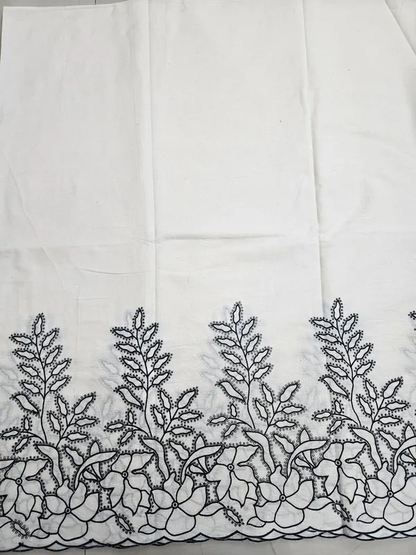 Dark_Blue_Thread_Embroidery_On_Kora_Mul_Cotton_Fabric
