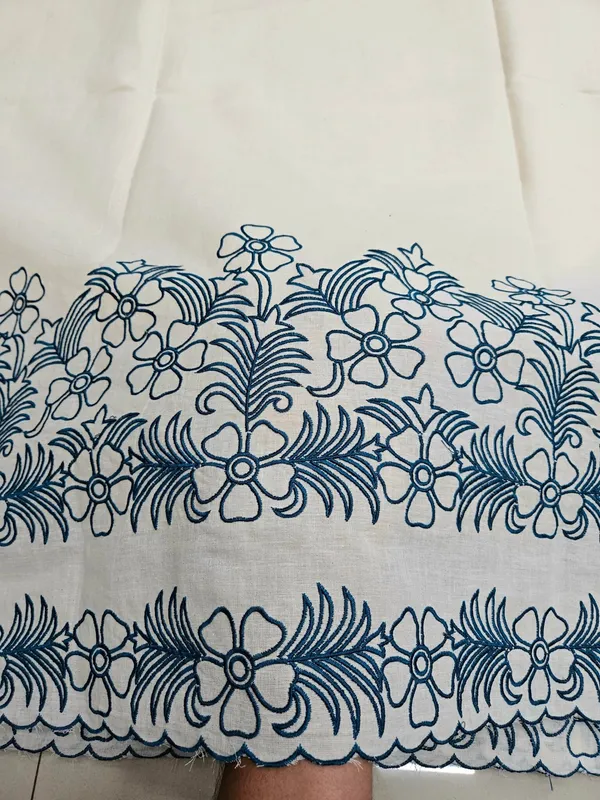 Teal_Blue_Embroidered_2pc_Daman_Dupatta_On_Kora_Cotton_Fabric
