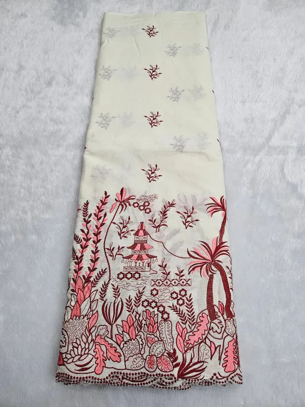 Floral_Coloured_Thread_Embroidery_On_Kora_Mul_Cotton_Fabric