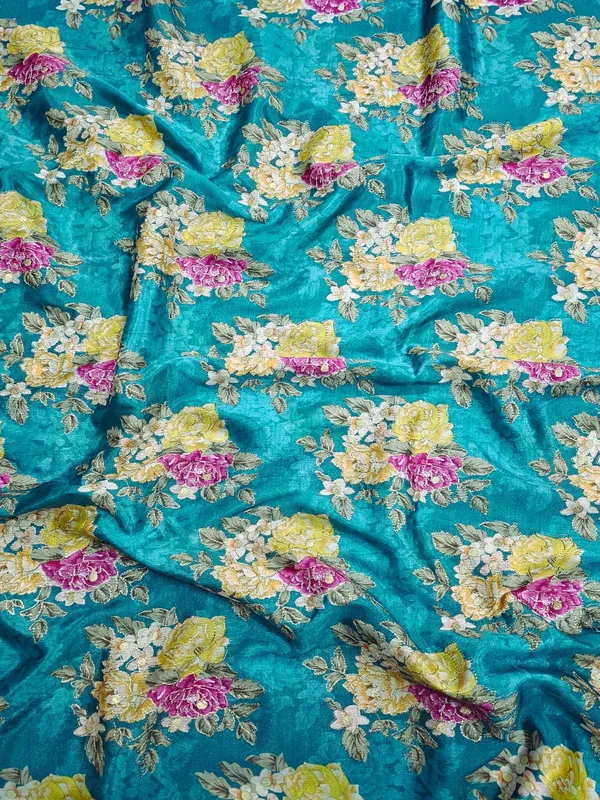 Sky_Blue_Floral_Position_Print_With_Embroidery_On_Chinon_Fabric