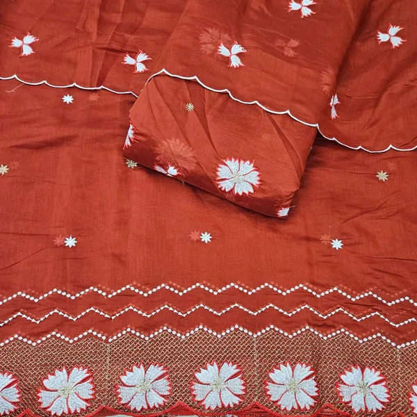 Rust_3pc_Heavy_Embroidered_On_Mul_Chanderi_Fabric