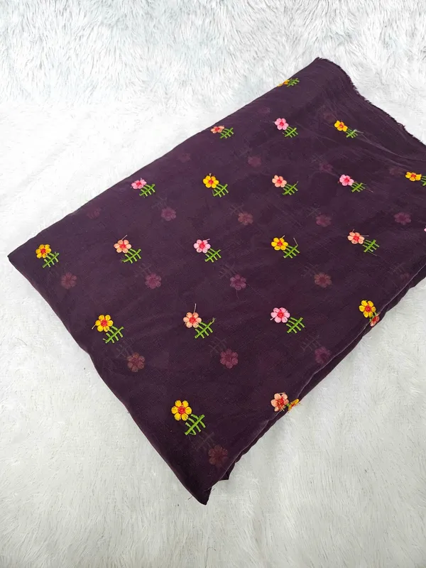 Wine_Multi_Color_Thread_Embroidery_On_Mul_Chanderi_Fabric