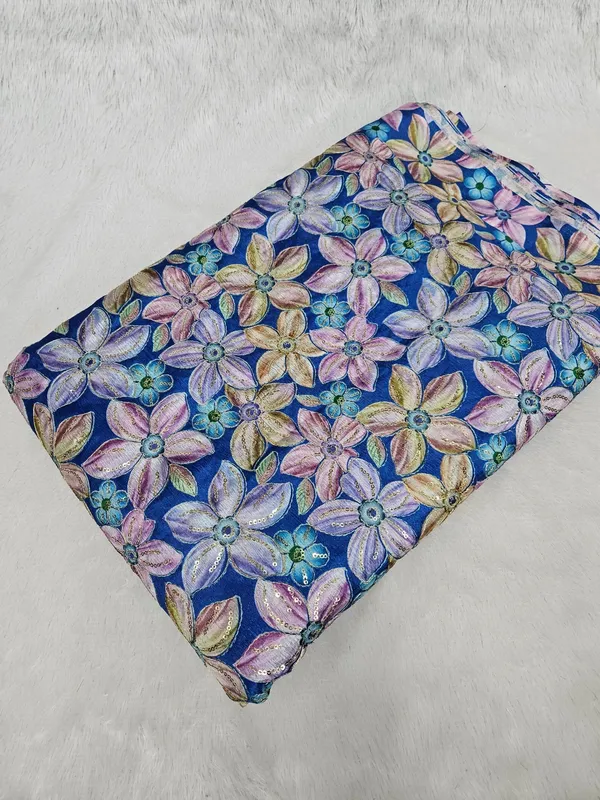 Blue_Floral_Position_Print_On_Chinon_Fabric
