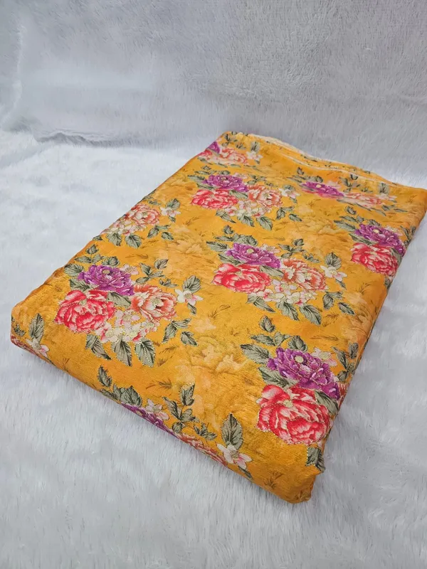 Yellow_Floral_Position_Print_With_Embroidery_On_Chinon_Fabric