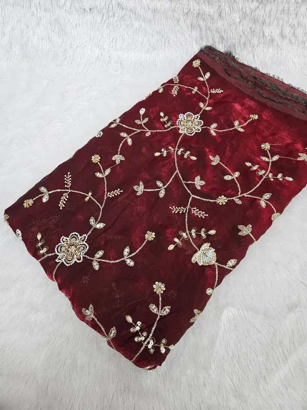 Maroon_Allover_Beads_Embroidery_On_Space_Silk_Fendy