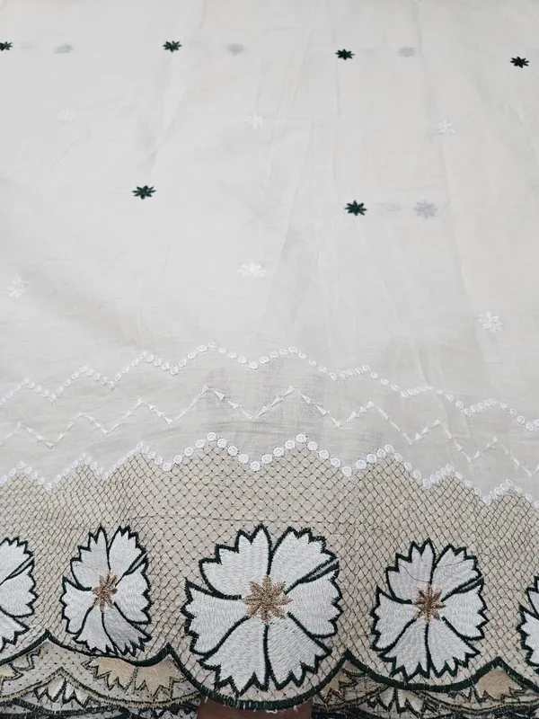 Bottle_Green_Embroidered_2pc_Daman_Allover_On_Kora_Cotton_Fabric