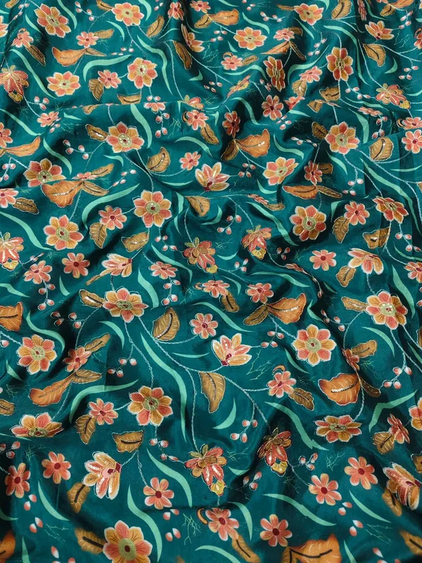 Green_Floral_Position_Print_With_Embroidery_On_Chinon_Fabric