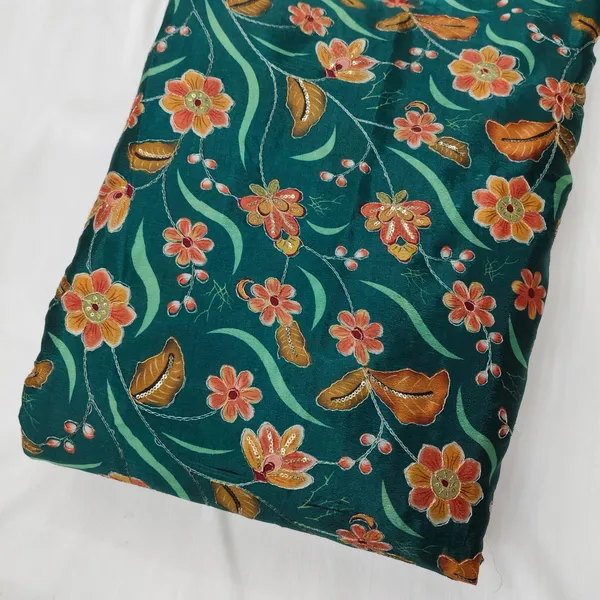 Green_Floral_Position_Print_With_Embroidery_On_Chinon_Fabric