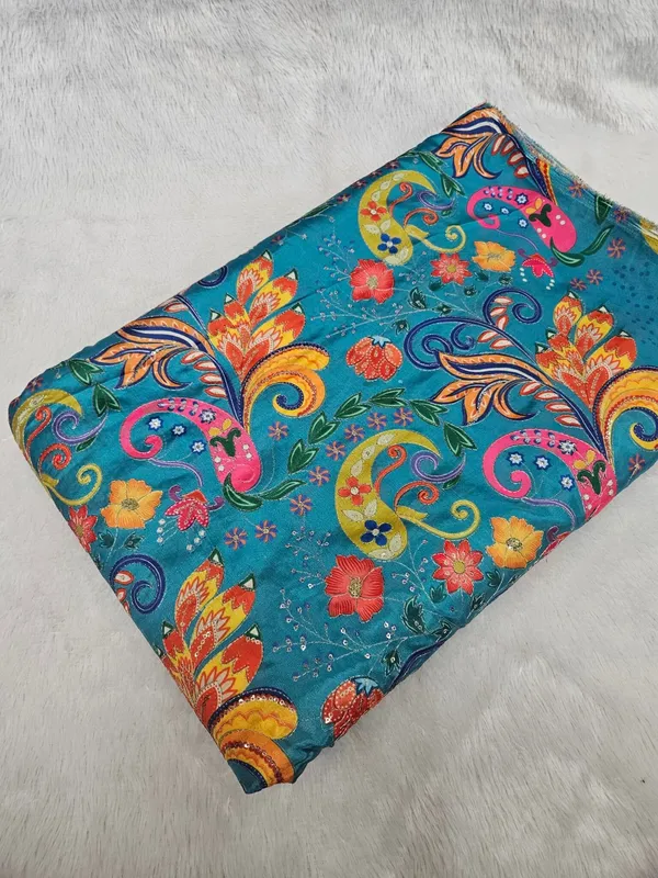 Teal_Blue_Position_Print_With_Sequins_Embroidery_On_Chinon_Fabric