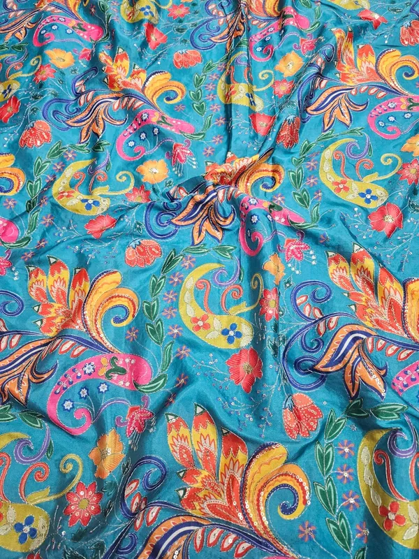 Teal_Blue_Position_Print_With_Sequins_Embroidery_On_Chinon_Fabric