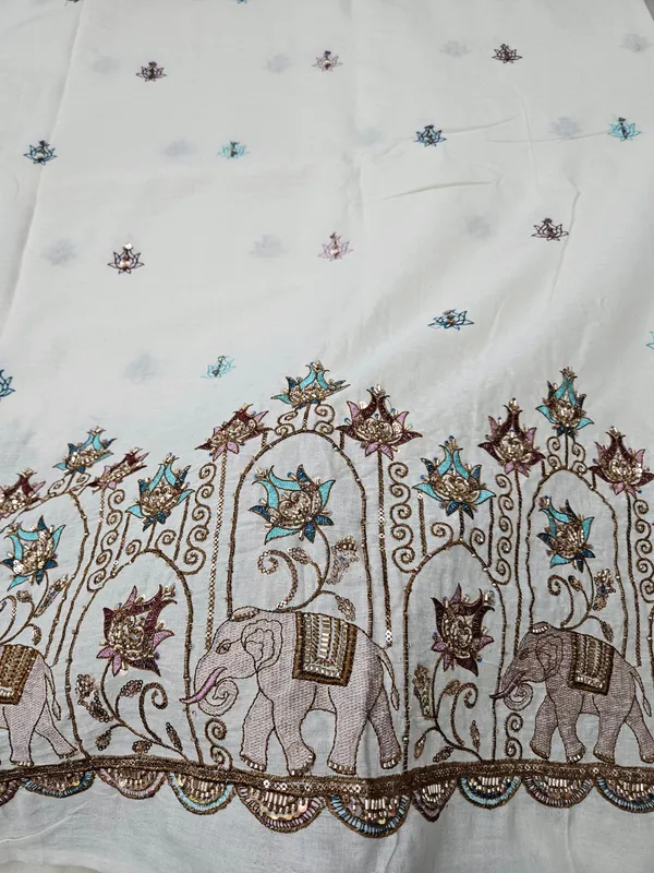 Elephant_Multi_Thread_Beads_Embroidery_On_Kora_Mul_Cotton