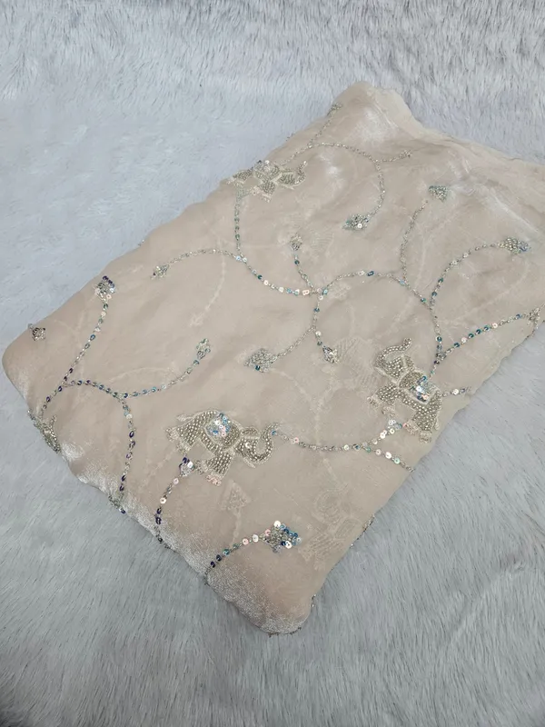 Light_Peach_Allover_Beads_Embroidery_On_Space_Silk_Fendy