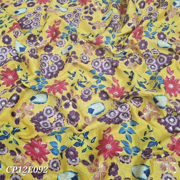 Yellow_Floral_Position_Print_With_Embroidery_On_Chinon_Fabric