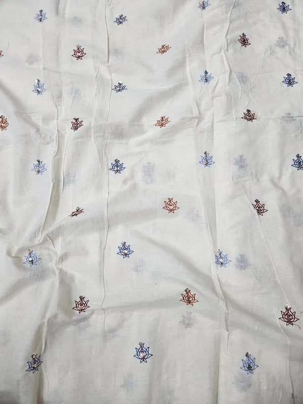 Multi_Thread_Beads_Butti_Embroidery_On_Dyeable_Kora_Cotton