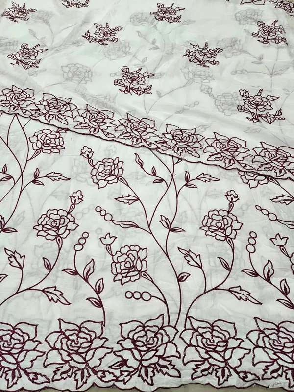 Wine_Embroidered_2pc_Heavy_Daman_Dupatta_On_Pure_Cotton_Fabric