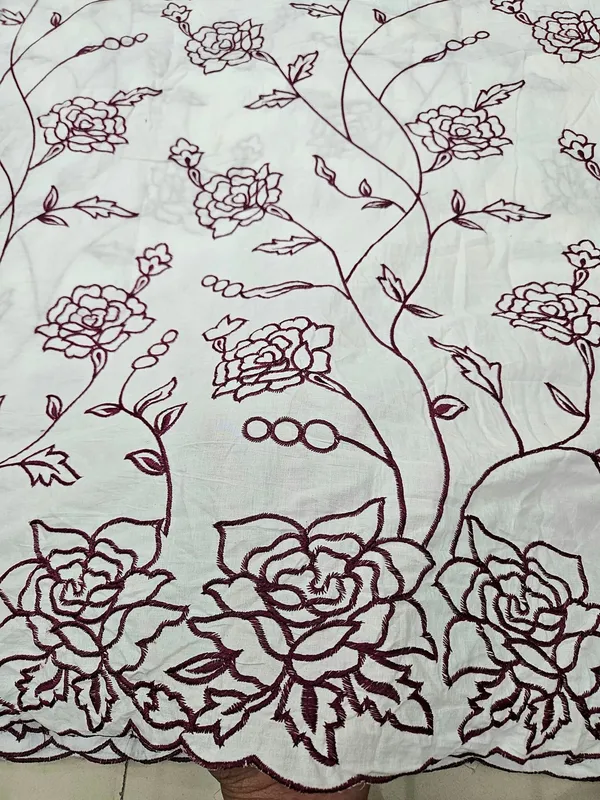 Wine_Embroidered_2pc_Heavy_Daman_Dupatta_On_Pure_Cotton_Fabric