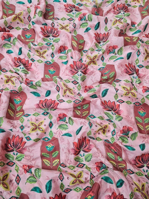 Peach_Position_Print_With_Embroidery_On_Chinon_Fabric