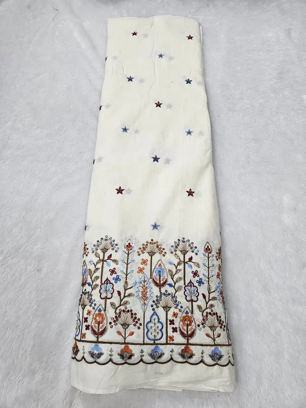 Floral_Multi_Thread_Beads_Embroidery_On_Kora_Mul_Cotton