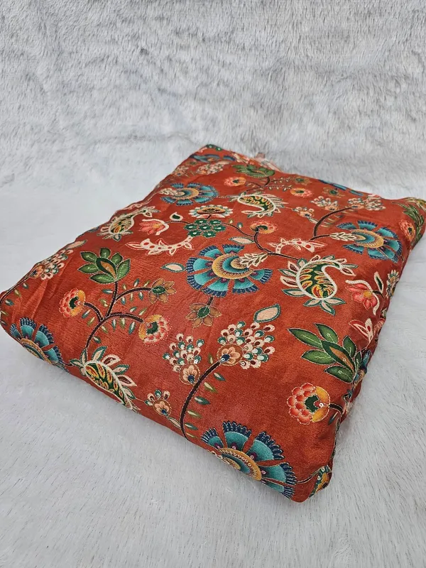 Orange_Carry_Position_Print_With_Embroidery_On_Chinon_Fabric