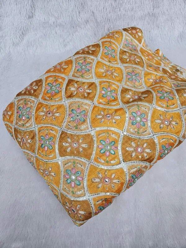 Yellow_Zari_Sequins_Embroidered_Work_With_Position_Print_On_Chinon_Fabric