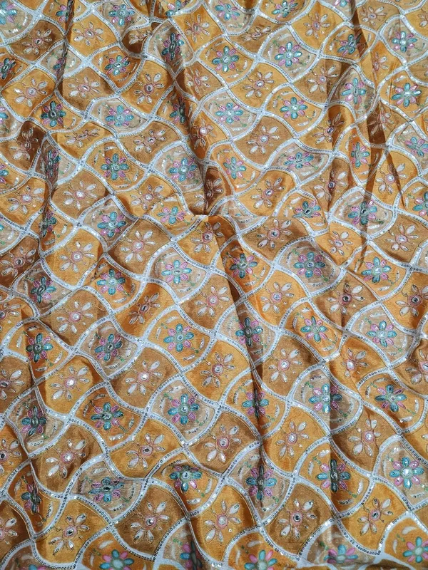 Yellow_Zari_Sequins_Embroidered_Work_With_Position_Print_On_Chinon_Fabric