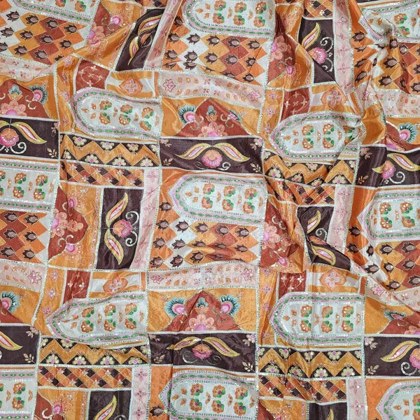 Light_Brown_Position_Print_With_Embroidery_On_Chinon_Fabric