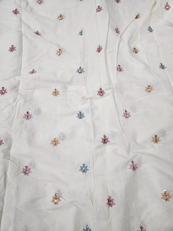 Multi_Thread_Beads_Butti_Embroidery_On_Dyeable_Kora_Cotton