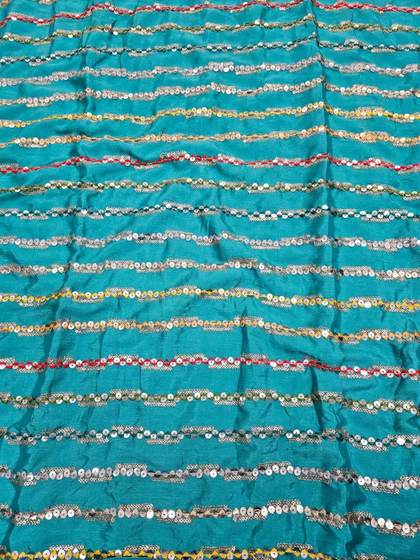 Sea_Green_Line_Sequins_Embroidery_On_Chinon_Fabric