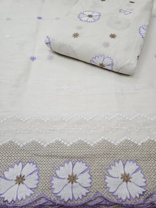 Lavender_Embroidered_2pc_Daman_Allover_On_Pure_Kora_Cotton_Fabric