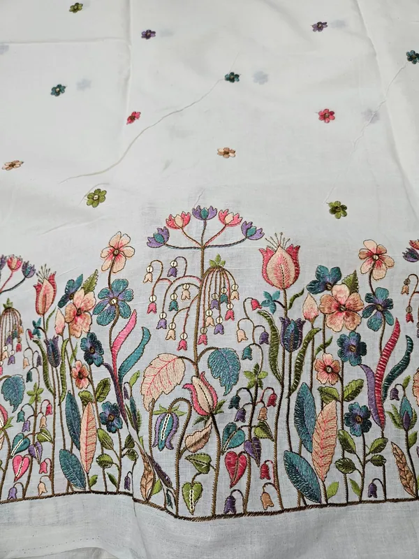 Floral_Multi_Thread_Embroidery_On_Kora_Mul_Cotton_Fabric