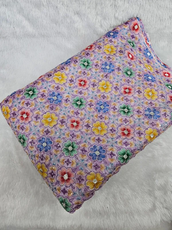 Lavender_Floral_Position_Print_On_Chinon_Fabric