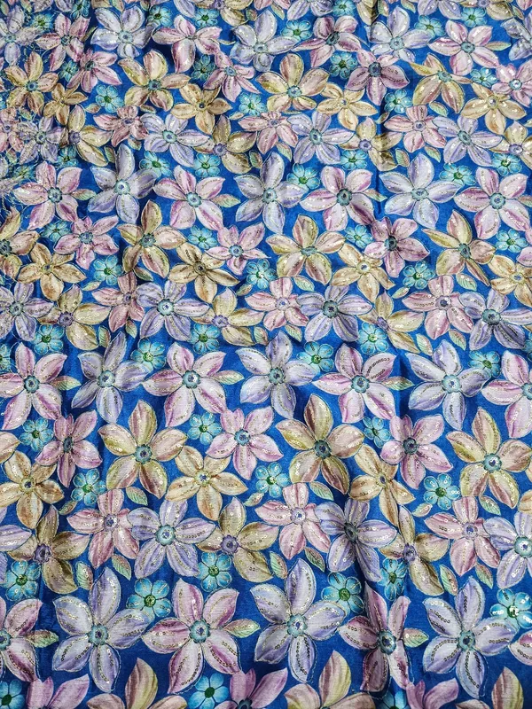 Blue_Floral_Position_Print_On_Chinon_Fabric