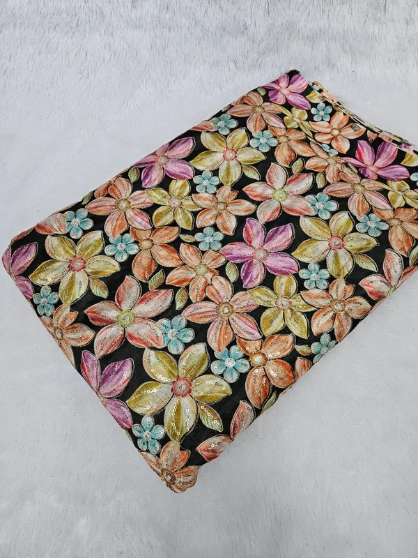 Black_Floral_Position_Print_On_Chinon_Fabric