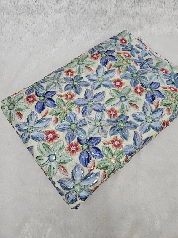 Grey_Floral_Position_Print_On_Chinon_Fabric
