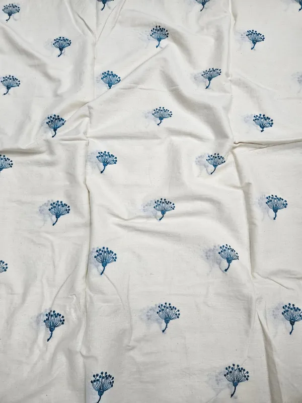 Blue_Thread_Butta_Embroidery_On_Dyeable_Kora_Cotton