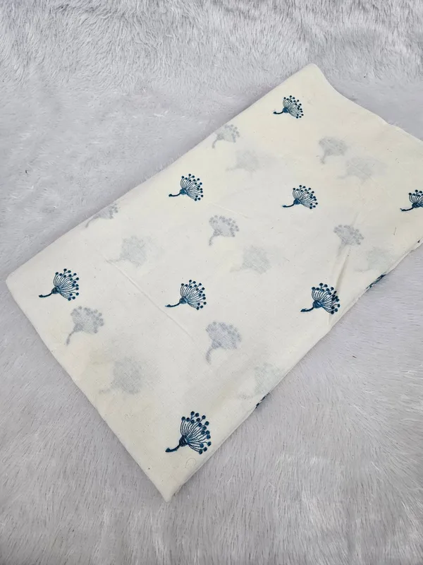Blue_Thread_Butta_Embroidery_On_Dyeable_Kora_Cotton