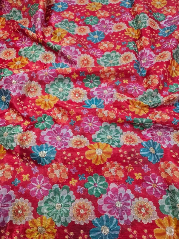 Red_Floral_Position_Print_With_Embroidery_On_Crushed_Jimmy_Choo_Fabric