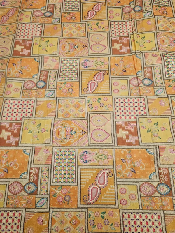 Yellow_Jaquard_Position_Print_On_Dola_Silk_Fabric