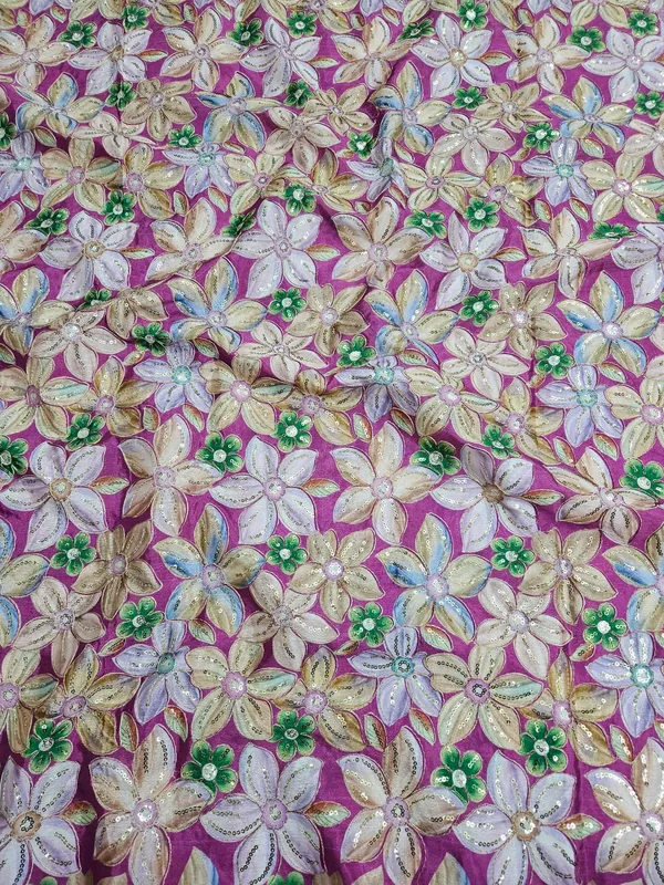 Onion_Floral_Position_Print_On_Chinon_Fabric