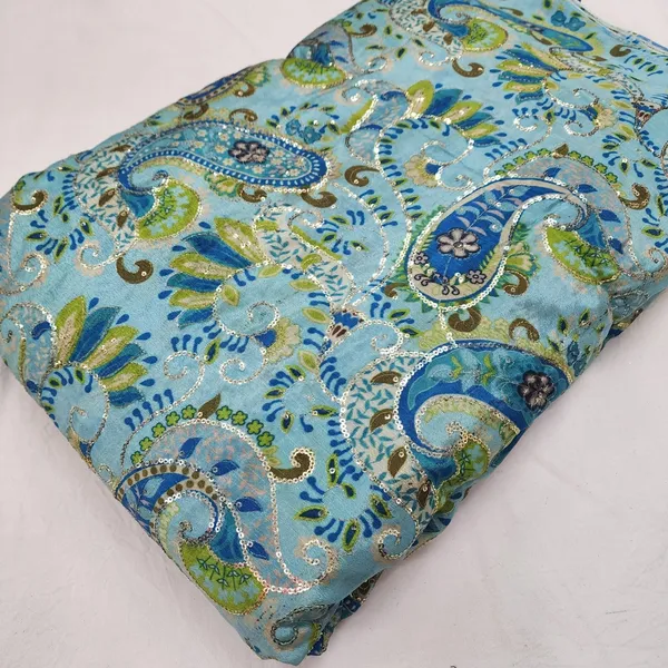 Sky_Blue_Carry_Position_Print_With_Embroidery_On_Chinon_Fabric
