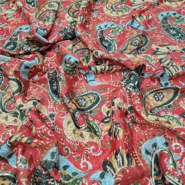 Orange_Carry_Position_Print_With_Embroidery_On_Chinon_Fabric
