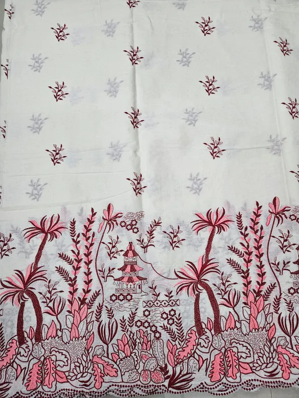 Floral_Coloured_Thread_Embroidery_On_Kora_Mul_Cotton_Fabric