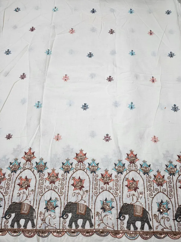 Elephant_Multi_Thread_Beads_Embroidery_On_Kora_Mul_Cotton