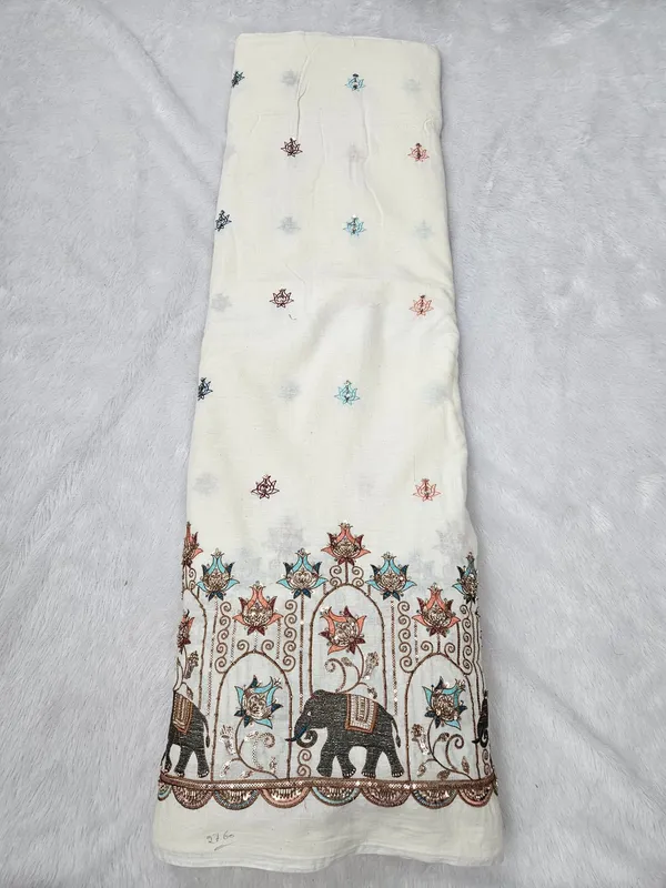 Elephant_Multi_Thread_Beads_Embroidery_On_Kora_Mul_Cotton