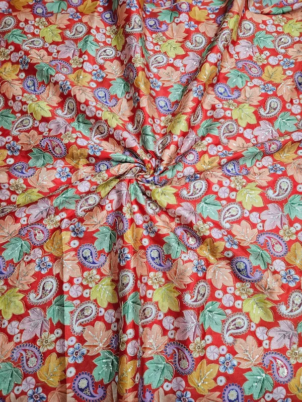 Orange_Floral_Carry_Position_Print_On_Chinon_Fabric