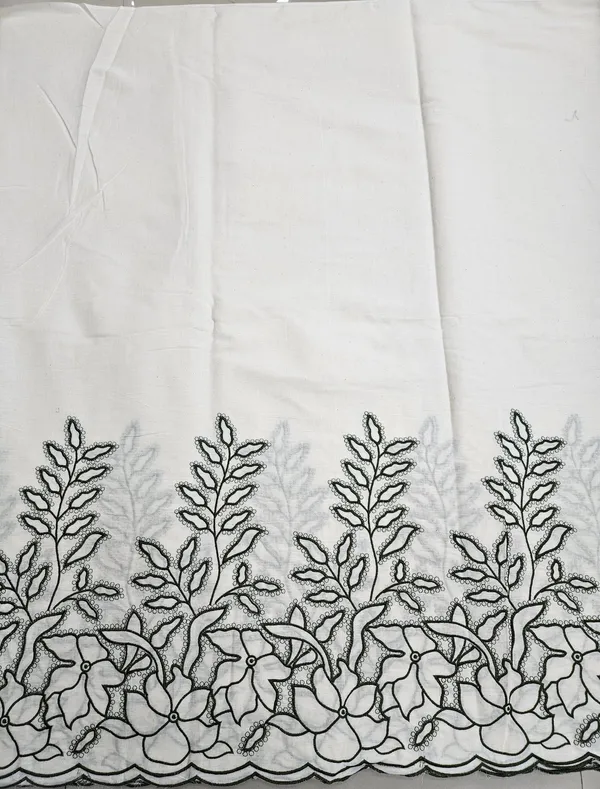 Dark_Mehendi_Green_Thread_Embroidery_On_Kora_Mul_Cotton_Fabric
