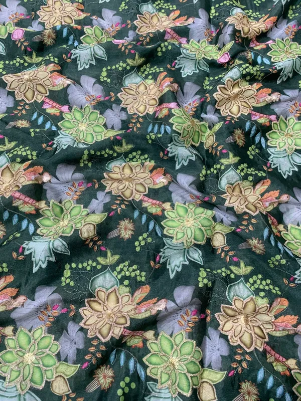 Green_Floral_Position_Print_With_Embroidery_On_Chinon_Fabric