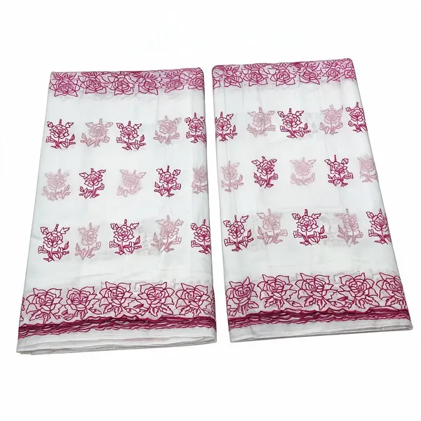 Pink_Floral_2_Side_Border_Pure_Mul_Cotton_Dupatta_Fabric